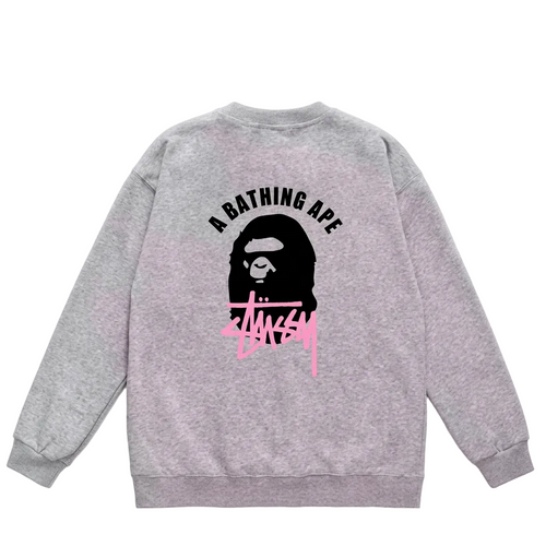 A Bathing Ape x Stussy collaboration crewneck sweatshirt